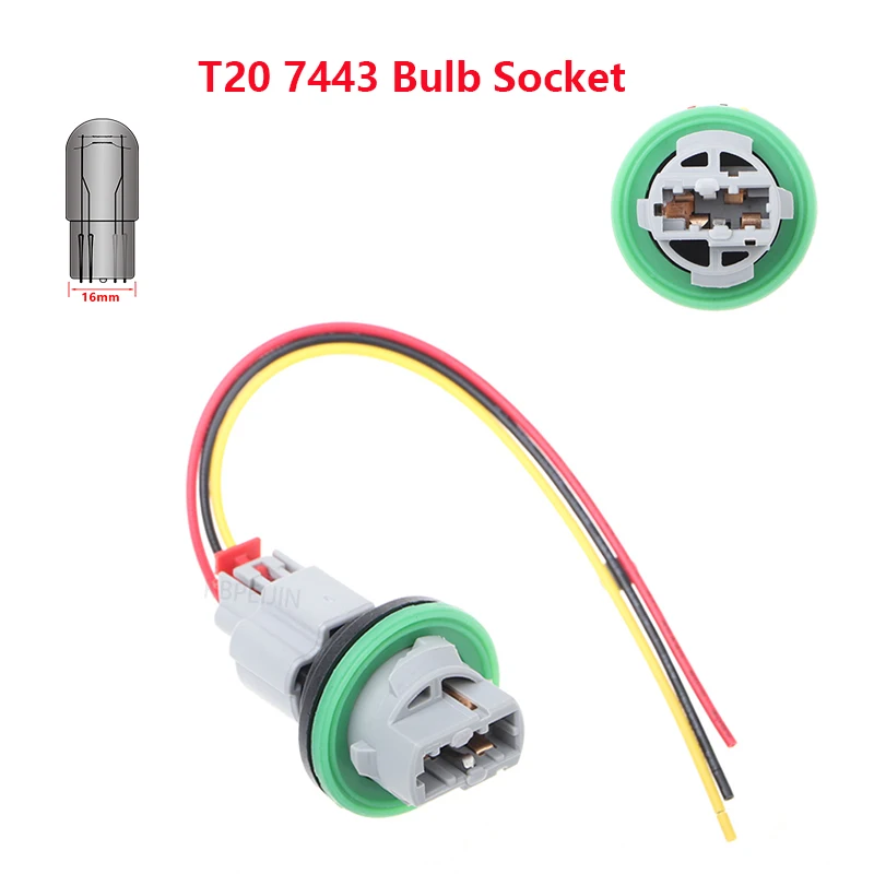 

1x For Dodge Dart 2013 2014 Turn Signal Light Socket T20 7443 Bulb Holder Adapter With 3 Wires Connector Accessories