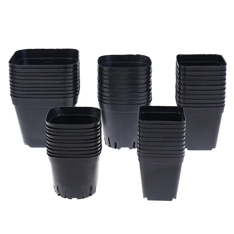 Vasos De Flores De Plástico Quadrado Pequeno, Plantas Suculentas Pretas, 10Pcs