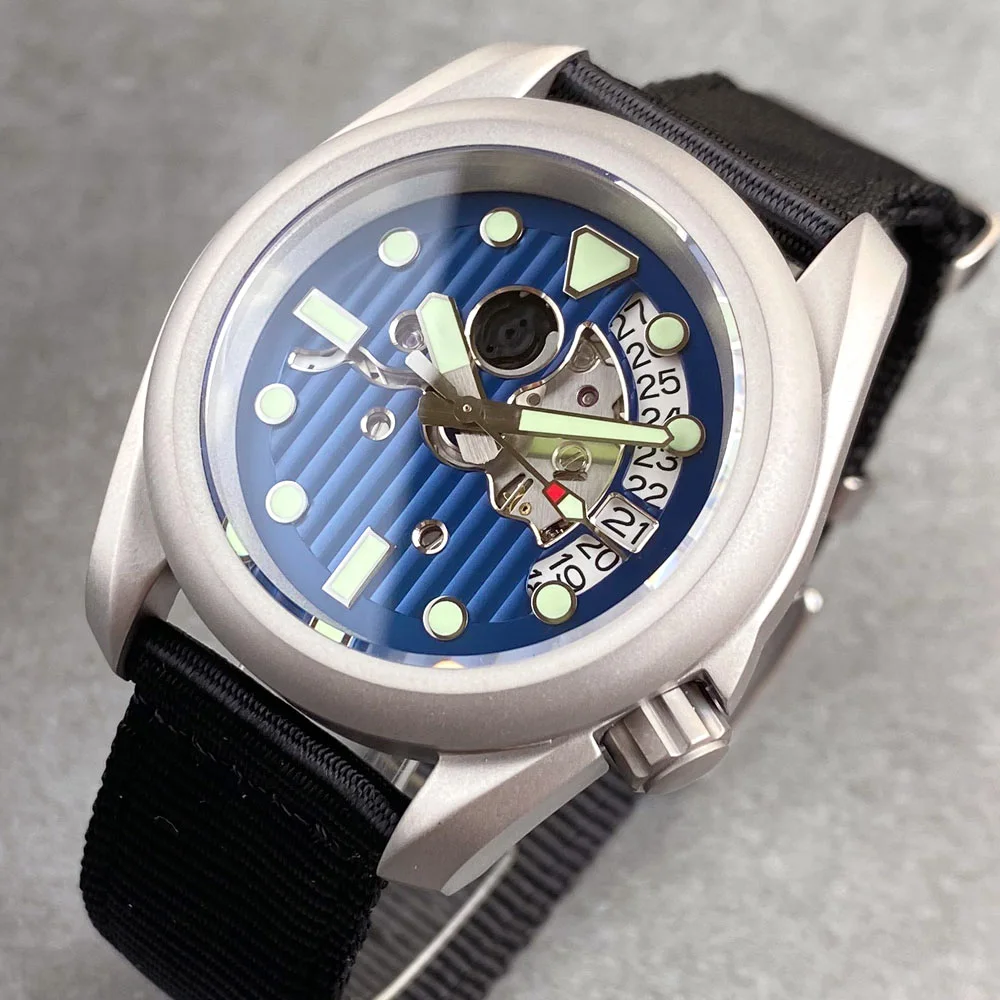 Tandorio 40mm Hollow Skeleton 3.8 Japan NH35A Military Mechanical Man Watches Vintage Sapphire Glass 20ATM Luminous Marks
