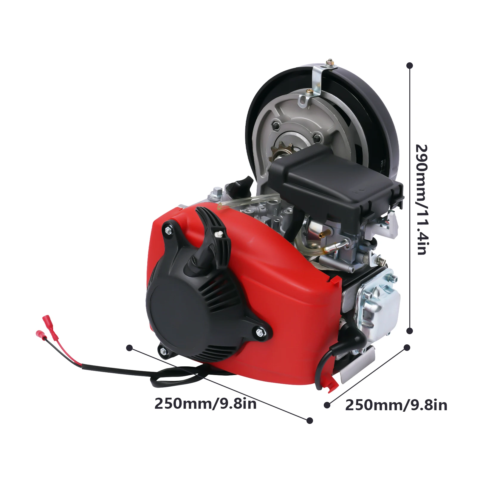 49CC 4-Stroke Power Engine Kit for Bicycle, Belt Drive Bike Motor Conversion Set Kit, Air-Cooled OHV Engine for 26"-28" V-Frame Bikes
