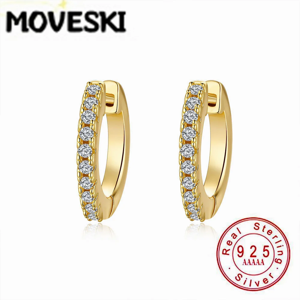 

Серьги-кольца MOVESKI из стерлингового серебра 925 пробы с муассанитом, позолоченные 18-каратным золотом, с инкрустацией паве, сверкающие, роскошные ювелирные изделия