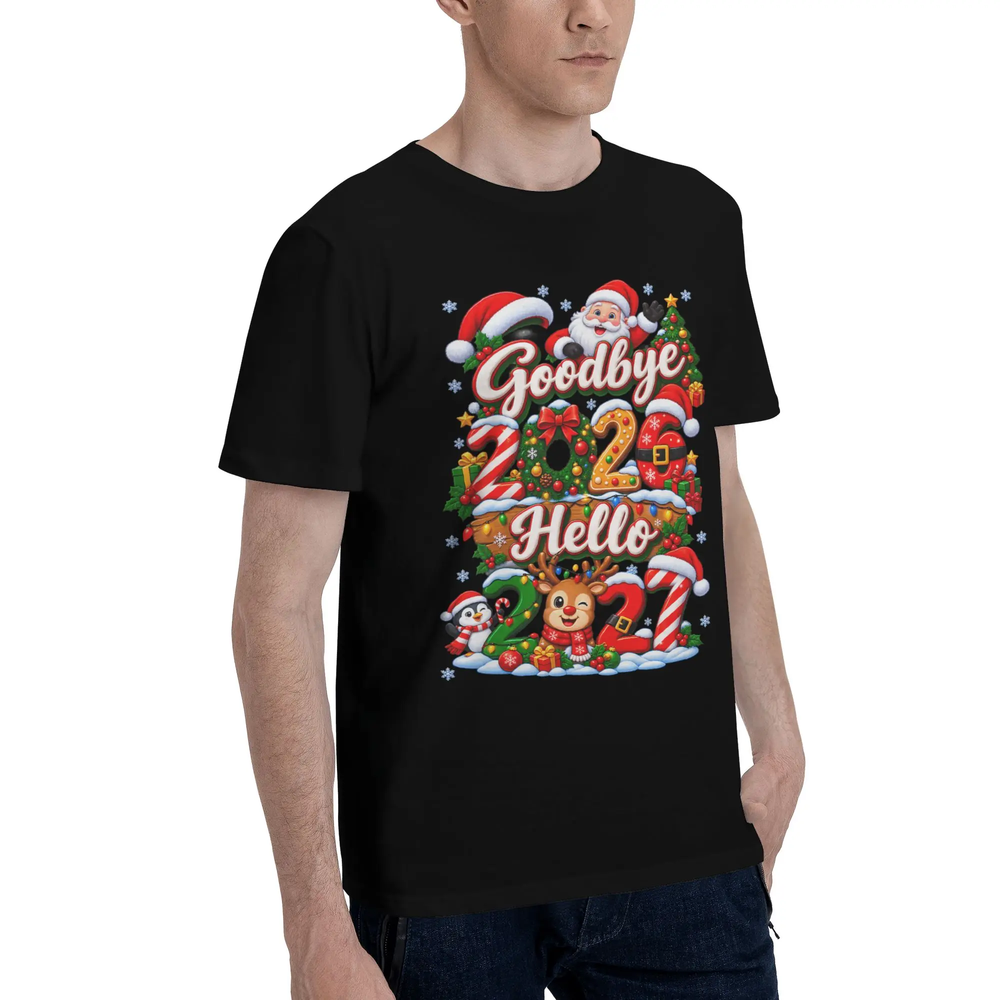 Mens Womens Good Bye 2026 Hello 2027 Shirt Pure Cotton Fashion Tee Shirts  Top Clothing