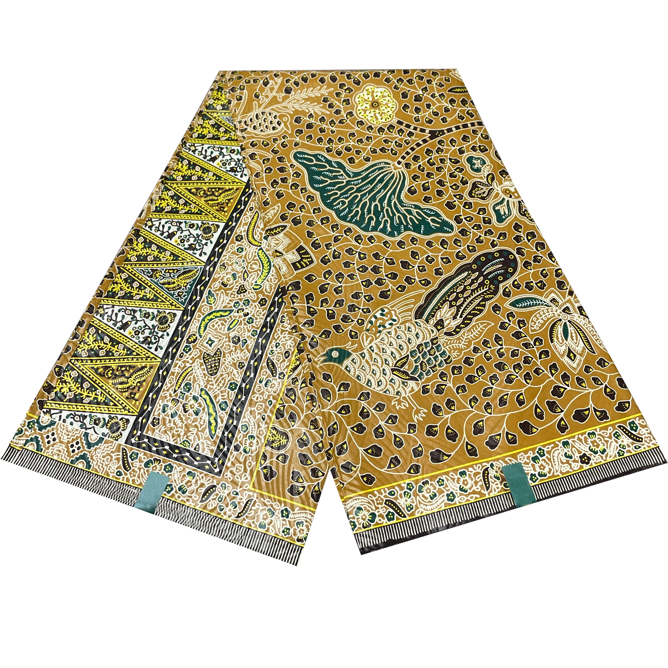 African Ankara Wax Print Fabric Peacock Floral Pattern, Dutch Style Real Wax Pagne, Batik Cloth for Women Dress Sewing 6Yards