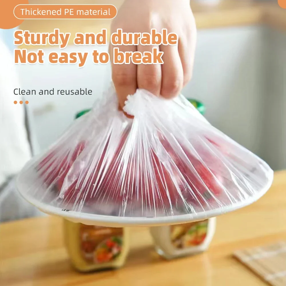 Disposable Saran Wrap Food Cover Food Grade Fresh-keeping Plastic Bags Vegetable Fruit Bowl Cover Kitchen Storage Accessories