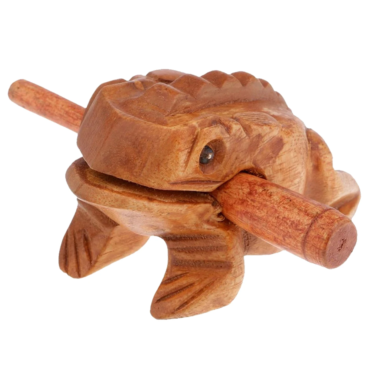 

6 Inches Frog Guiro Rasp Sound Maker Solid Wood Musical Percussion Educational Instrument with Wooden Stick 1 Frog Guiro Rasp 1