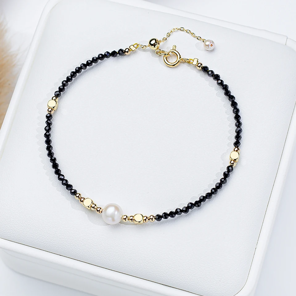 2mm Tourmaline With 7mm  Freshwater Pearl Bracelet For Women Natural Stone Bangle Jewelry Amethyst chains