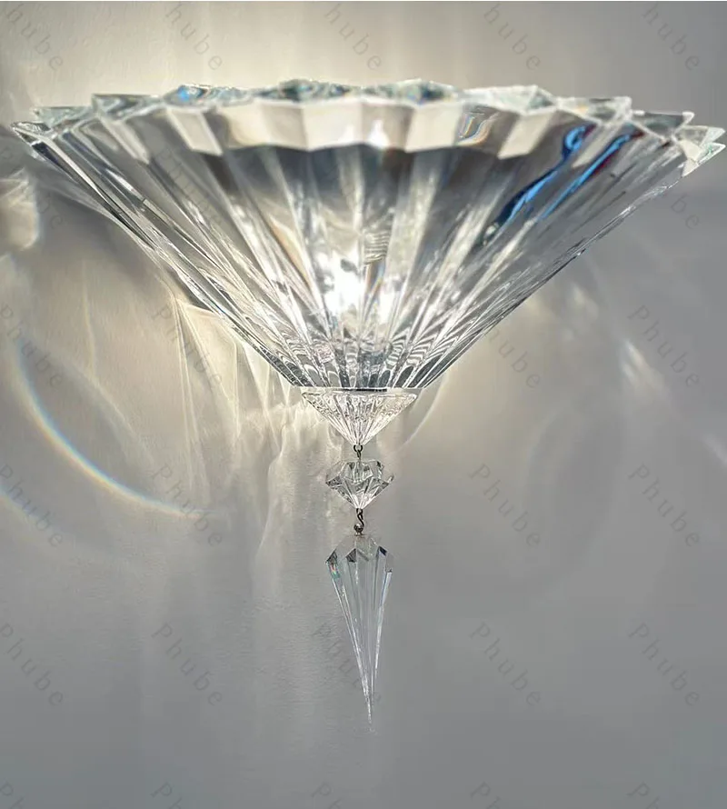 Phube Moderne Luxus-Wandleuchte aus Prismenglas mit Wassertropfen-Kristall-Wandlampe für Schlafzimmer, Wohnzimmer, Flur, Spiegel und Eingangsbereich – Detail 4