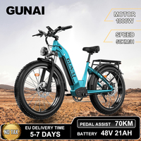 GUNAI-V Adult Electric Bike 1000W Electrical Road Bicycle 48V 21Ah Fatbike MTB E-bike 26\