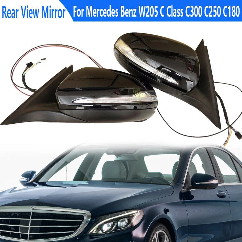 For Mercedes Benz W205 C Class C300 C250 C180 2014-2021 Car Power Rear View Mirror Assembly Blind Spot 2058109701 2058109801