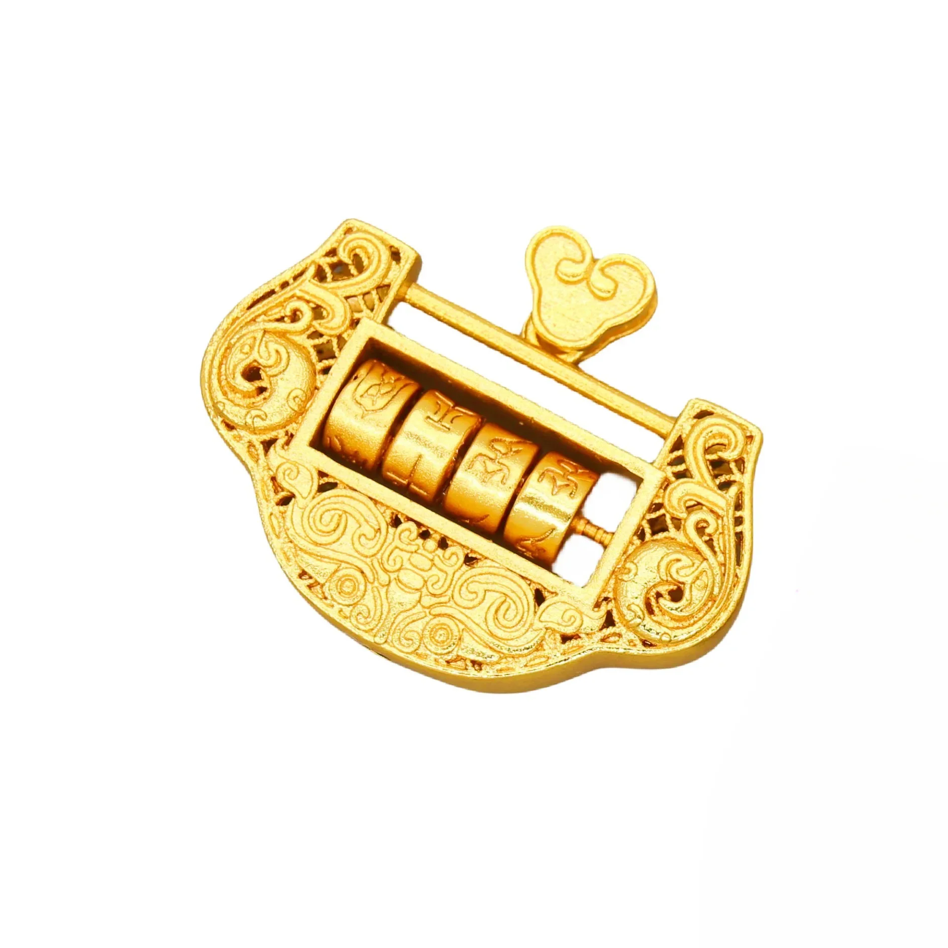 NovaGlod 999 years old Ping An Lock 24K Real Gold Necklace Children's Long Life Lock Diy Pendant Accessories