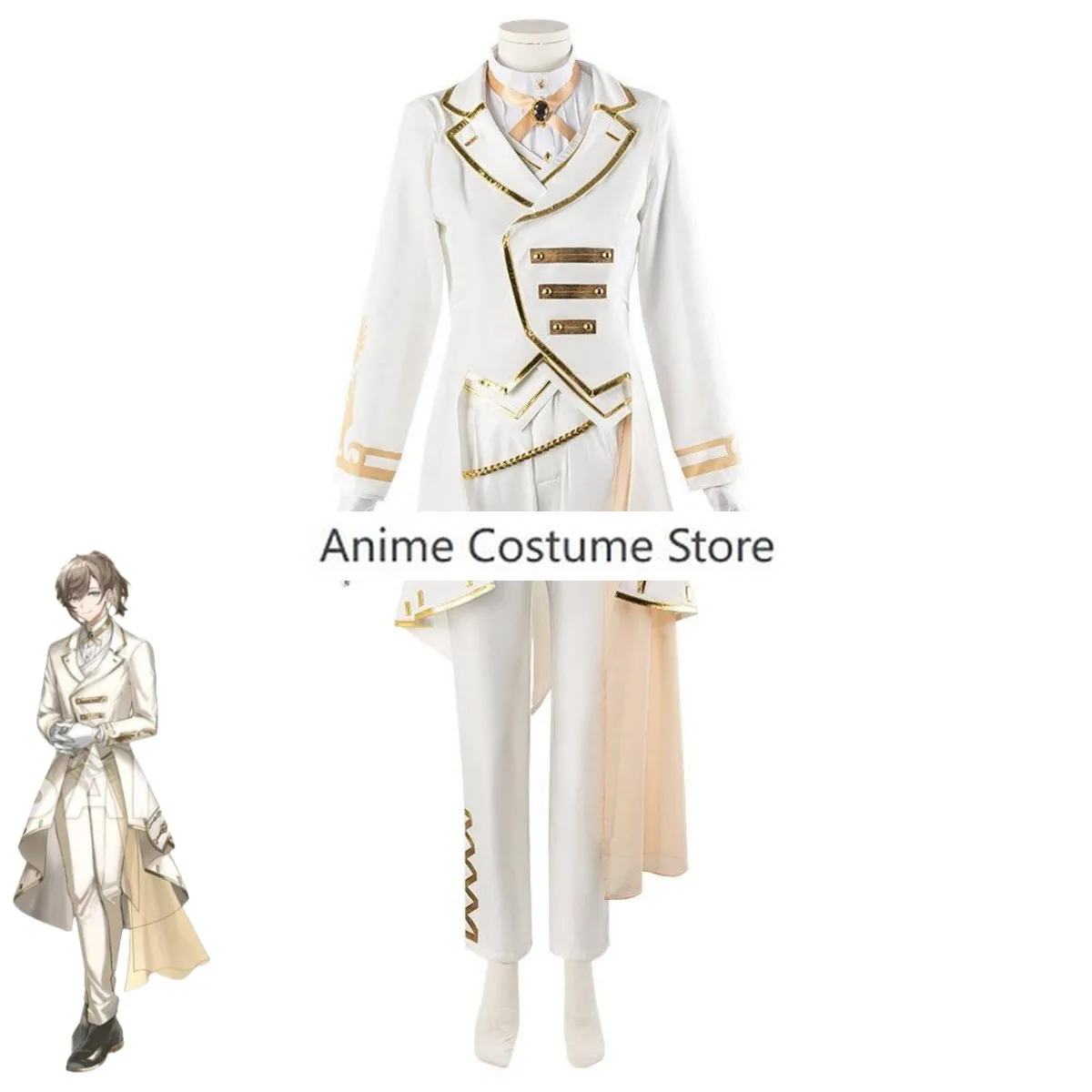 اليوتيوب الافتراضي Kanakana Saegusa Akina Knn زي تنكري ، زي أبيض ، بدلة كرنفال للرجال والنساء ، باروكة الذكرى السادسة