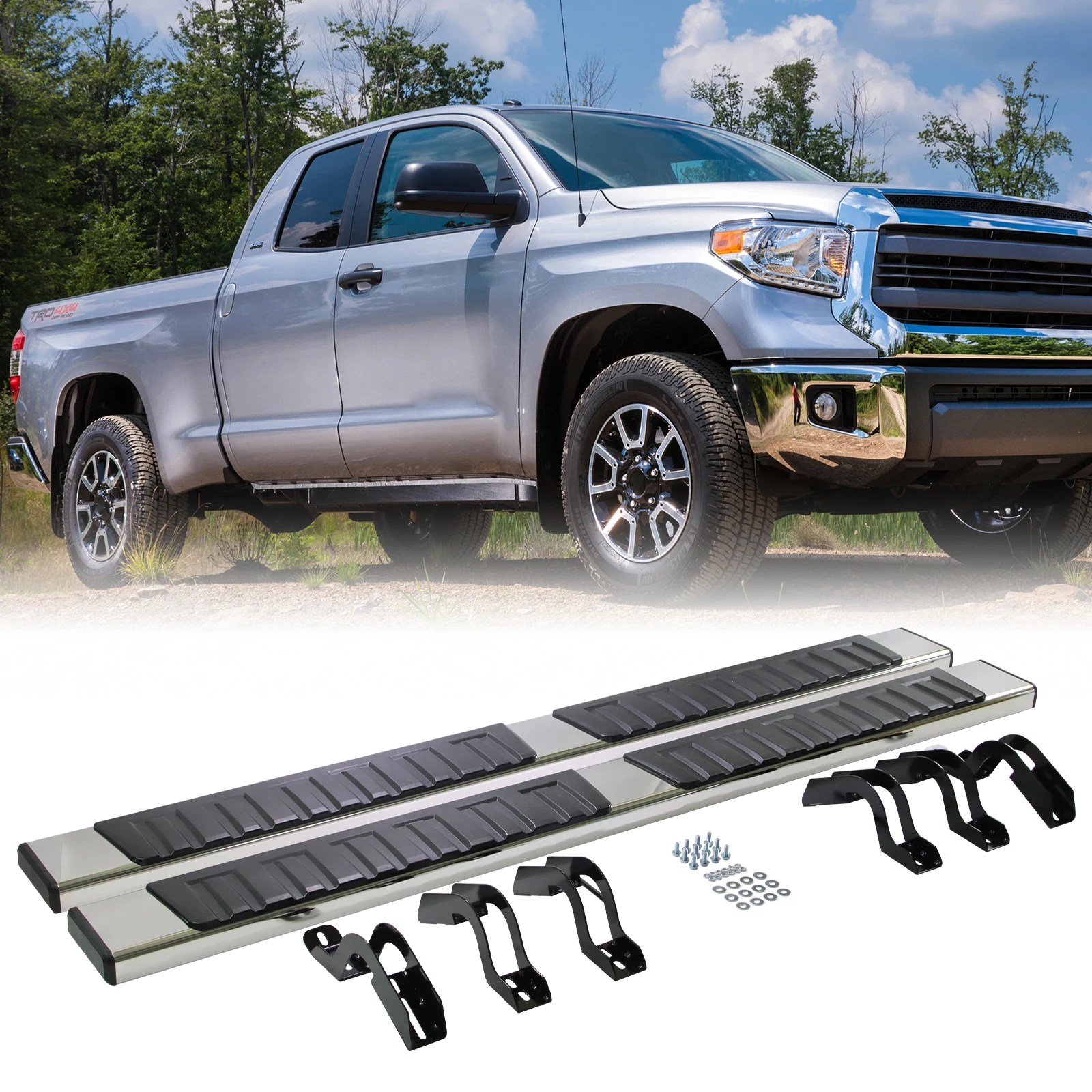 

For 2007-2021 Toyota Tundra Double/Extended Cab 6" Nerf Bar Running Board