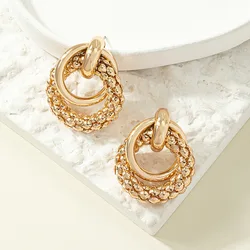 Neue Mode Twist Baumeln Ohrringe für Frauen Übertrieben Gold Farbe Metall Wrap Ohrringe Europäischen Ohr Schmuck ohrringe