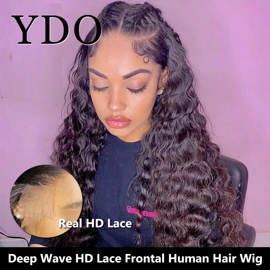 

250% 34In Deep Wave 13x6 Full Lace Frontal Wigs Human Hair Wigs For Women 13x4 Deep Curly Lace Front Wig Pre Plucked Virgin Hair