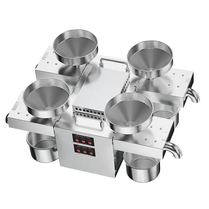 

B04 new stainless steel commercial small and medium-sized four-head multi-functional oil press, hot and cold dual mode