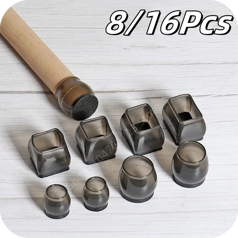 8/16 Stück schwarze Silikon-Stuhlbeine, rutschfeste Pads, quadratisch, rund, Möbelfüße, Stummmatten, Holzboden vor Kratzern, Protektoren, Matten
