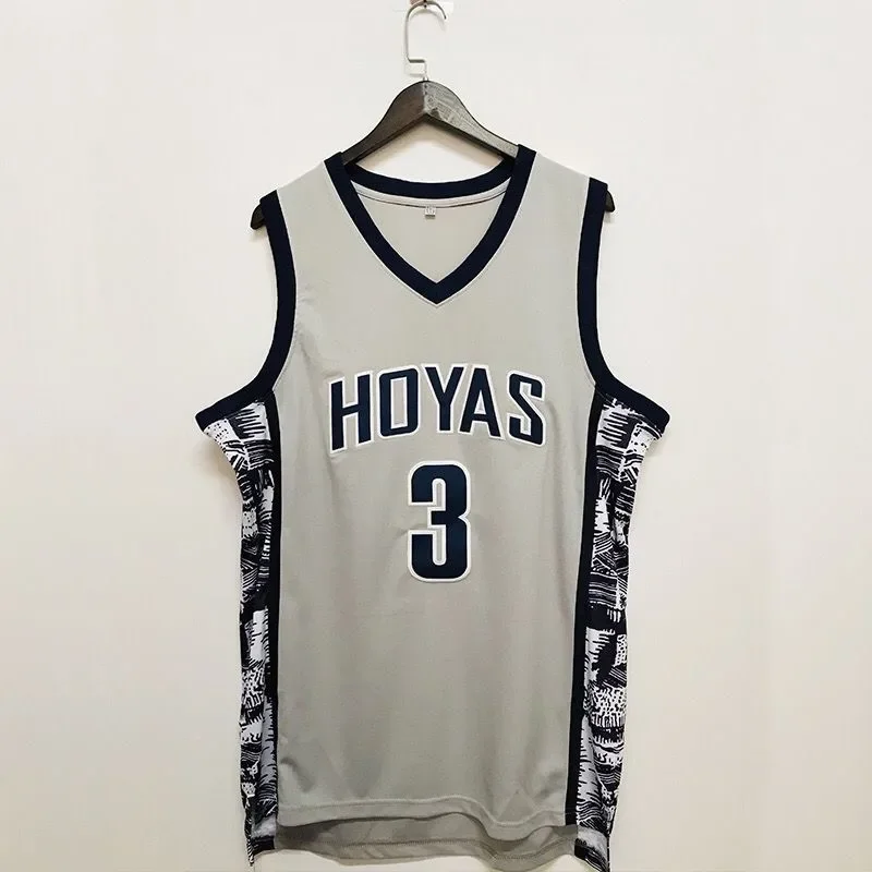 Basketball Jersey  Shirt Men 3 Iverson Georgetown Hoyas Athletic Sports Embroidery High Street Hip Hop Breathable Sportswear