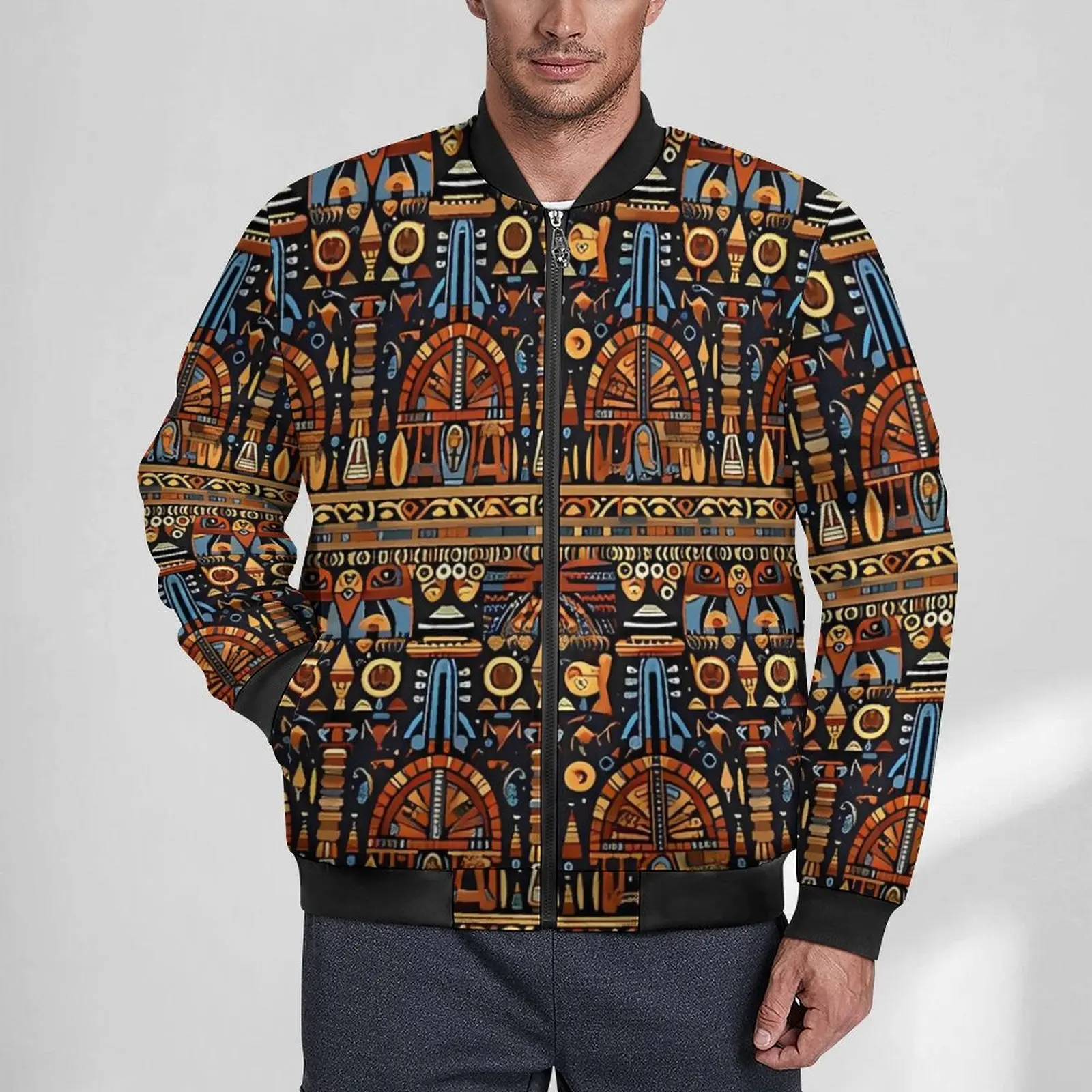 Ancient Egyptian Art  Pattern Jackets Mens  Winter Coats Modern Hooded Casual Windbreak Graphic Outdoor Jacket Big Size 5XL 6XL