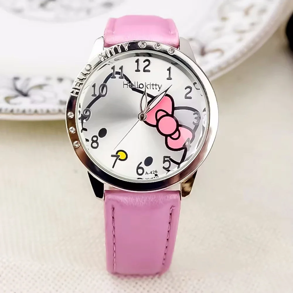 MINISO Hello Kitty Sanrio Kids Quartz Watch Women Children Casual Waterproof Kawaii Cartoon Watches Fashion WristWatch  Gifts