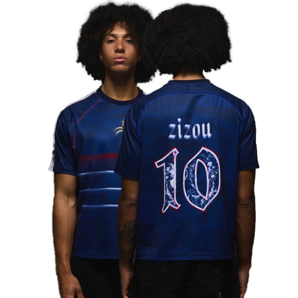 2026 كوما جديد فرنسا ريترو موضة سترة رياضية غير رسمية الرجال النساء تشغيل التدريب جيرسي رقم 10 Zizou المتضخم تنفس المحملة