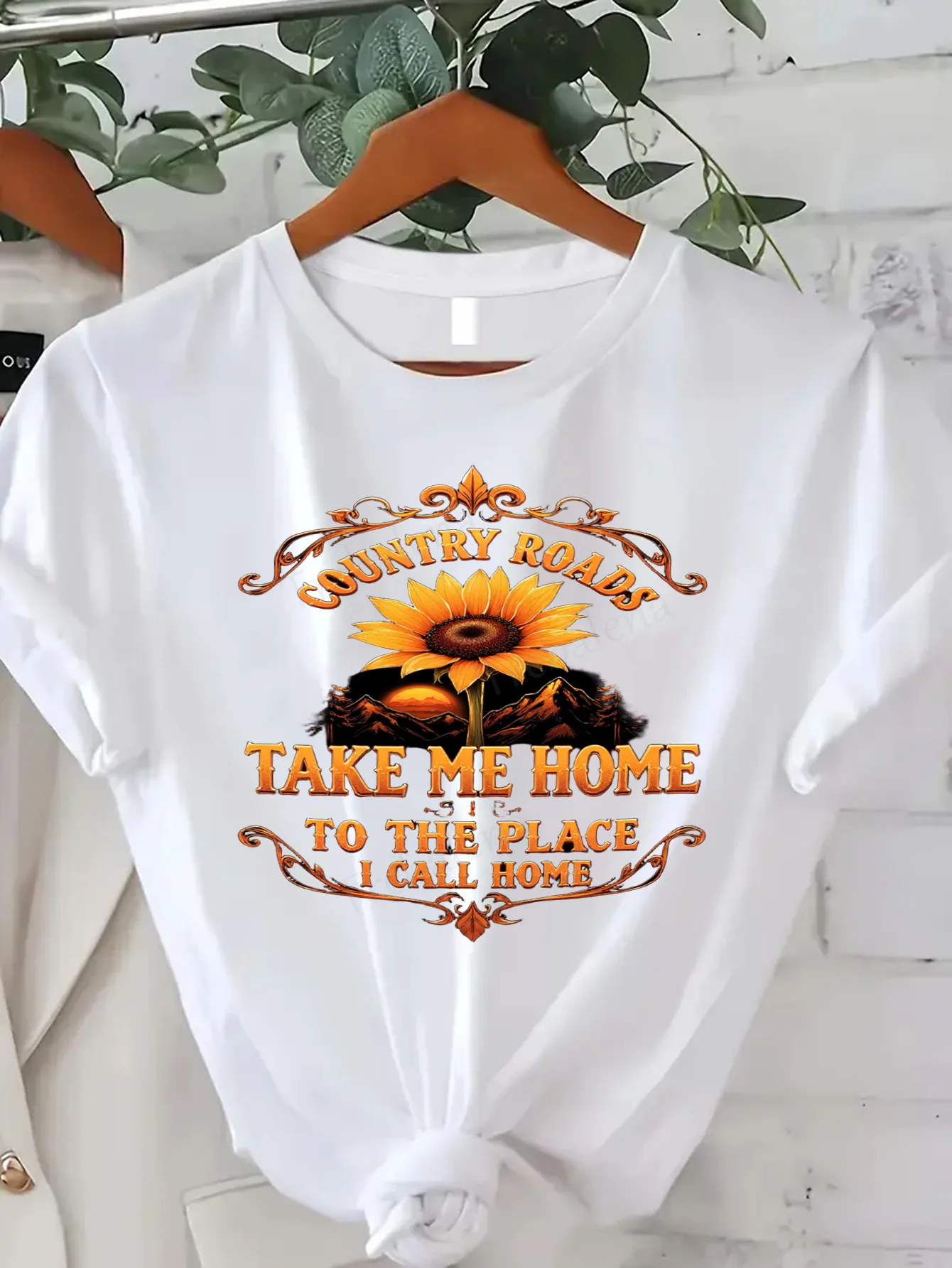 

Comfortable Women's Print T-shirt Country Roads Sunflower T-Shirt - Take Me Home Style Tee