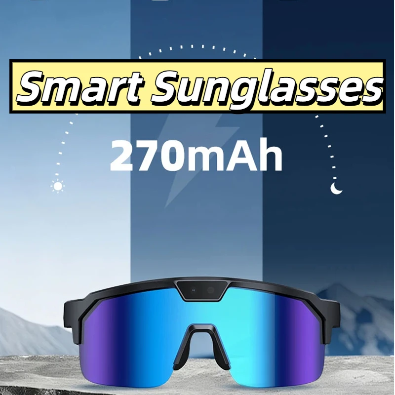 

New Smart Glasses 8MP Camera Outdoor Cycling Sunglasses Black Frame Gradient Orange Lens Fashion Sports Eyewear for Men Women