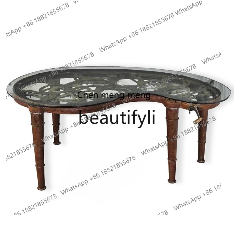 X Vintage New Minimalist Desk Office Glass Surface Gear Desk