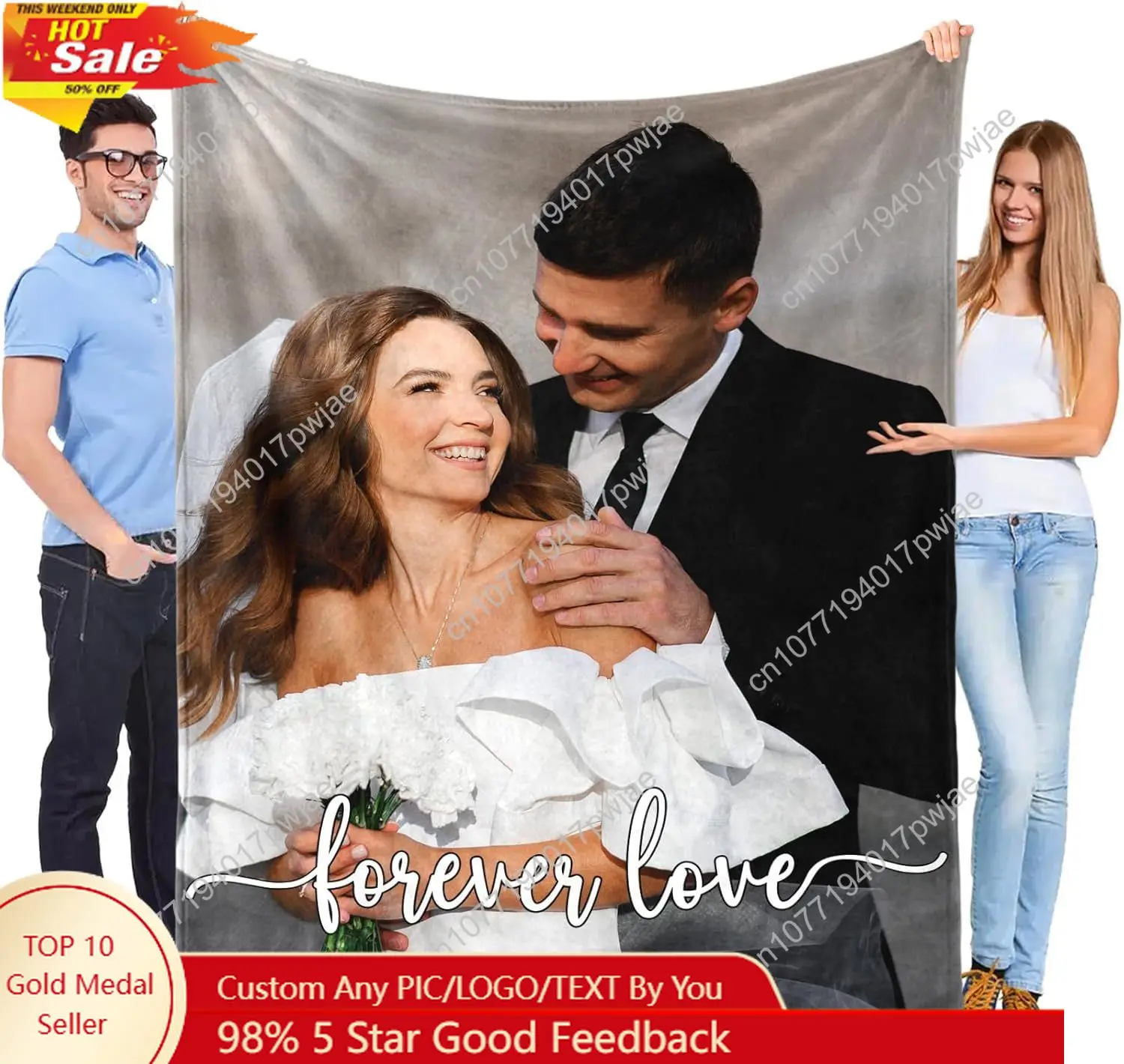 

MeMoShe Custom Blanket with Picture Personalized Photo Blanket Wedding Gifts for Couples Customized Throw Custom blankets