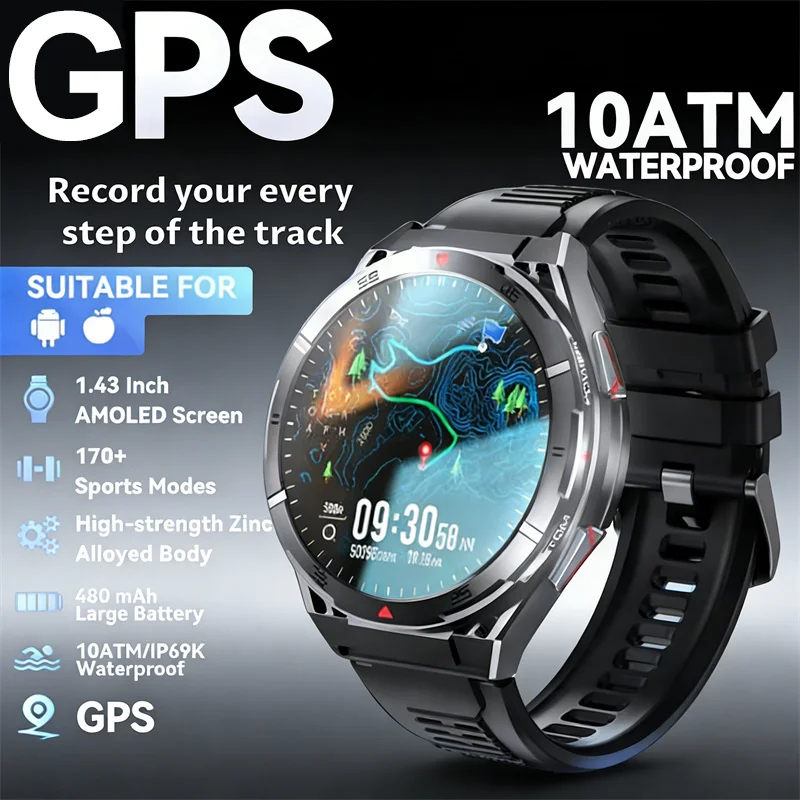 

2026 New Hot Selling GPS Bluetooth Call Smart Watch Outdoor Sport Tracking Swimming Fitness Watch 10ATM Waterproof Valentine Day