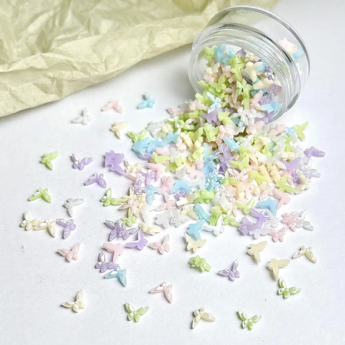 

120PCS Mini Creative Simulated Resin Butterfly Nail Charms 3D Multiple Colors Flatback Butterfly Nail Art Decorations DIY Nails