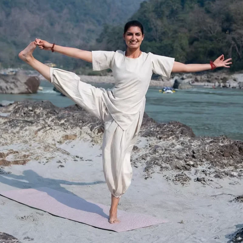Indian Pure Cotton Traditional Yoga Suit Set For Women's Meditation Attire - view 4