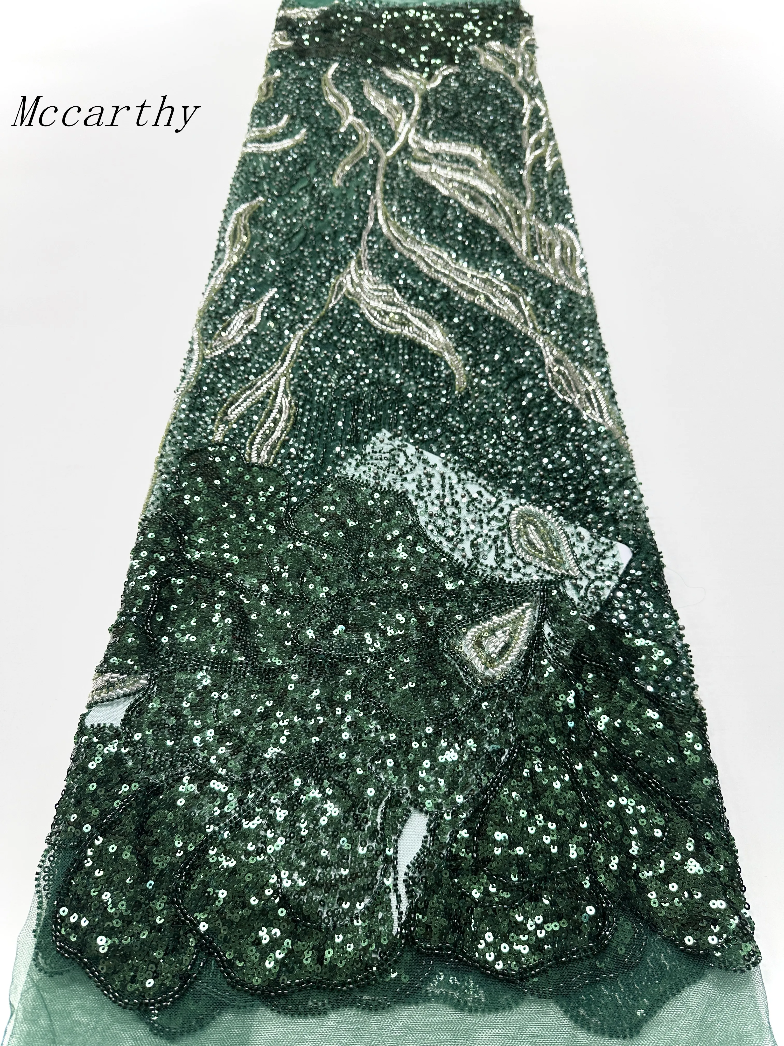 

High-End Luxury French Embroidery Heavy Groom Beads Lace Fabric Withs Sequins 5 Yards High Quality Materiel for Party Dresses