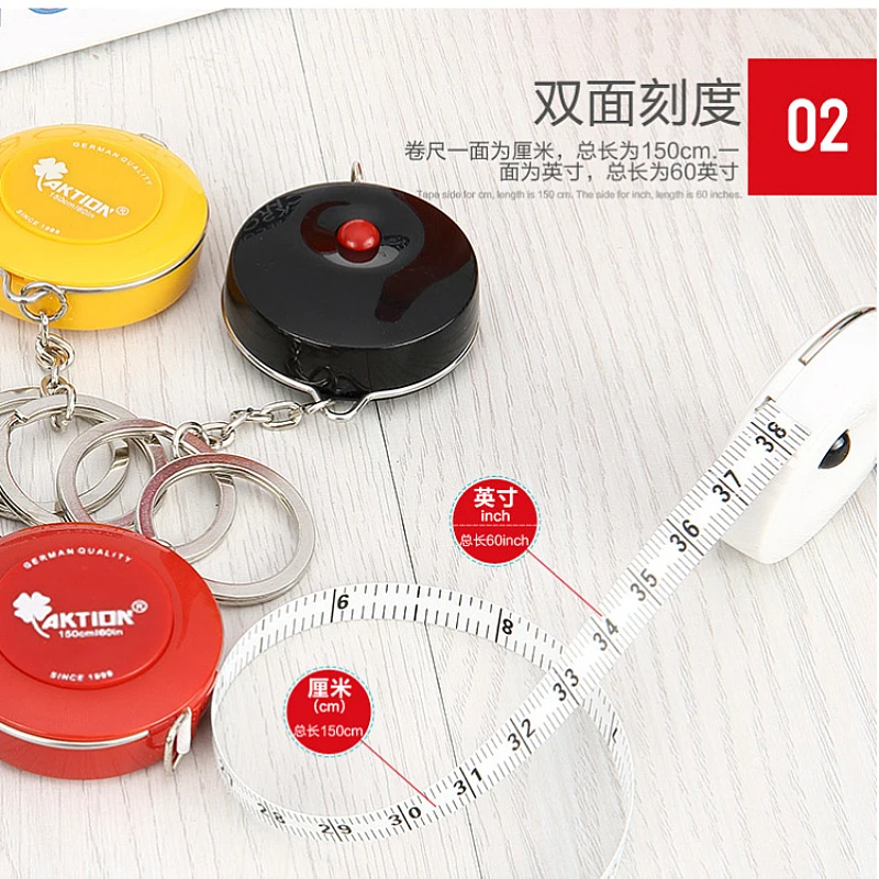 1 PCS Tape Measure 150cm/60 inch Push Button Measuring Soft Retractable For Sewing Accessories Double-Side Tailor Cloth Ruler