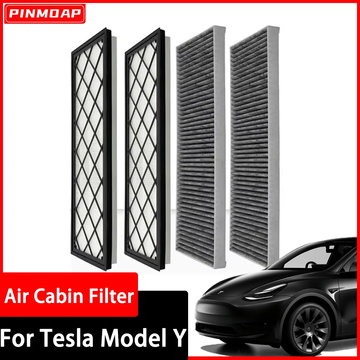 

4PCS External Air Conditioning Filter Carbon Cloth Filter Suitable For Tesla Model Y 2020-2024 Activated Carbon Filter Cartridge