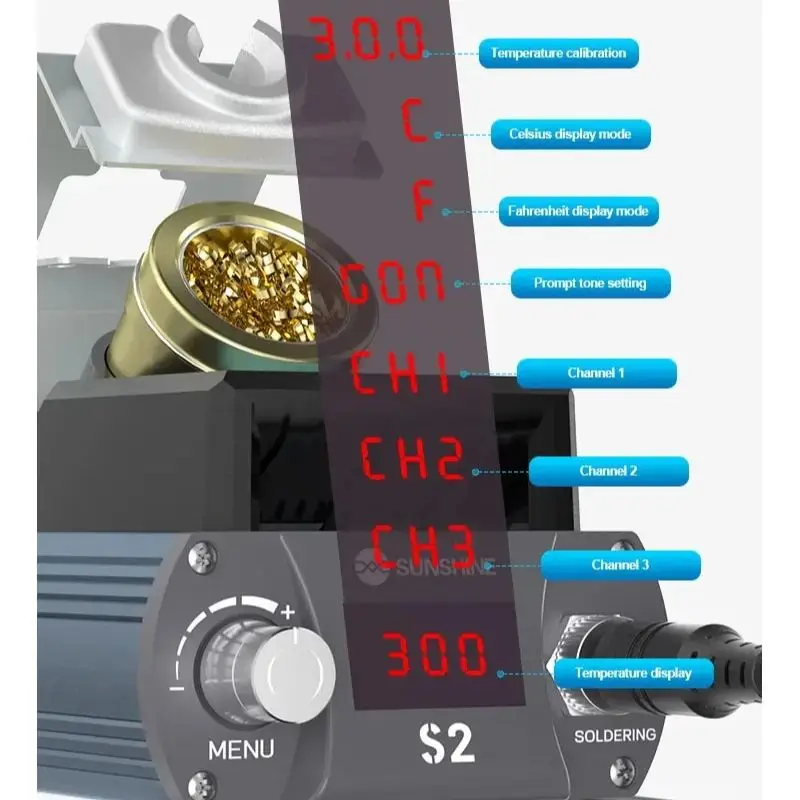 SUNSHINE S2 210 Precision Soldering Station Support C210 Iron Tip Large Solder Joints Quickly Heating Welding Station