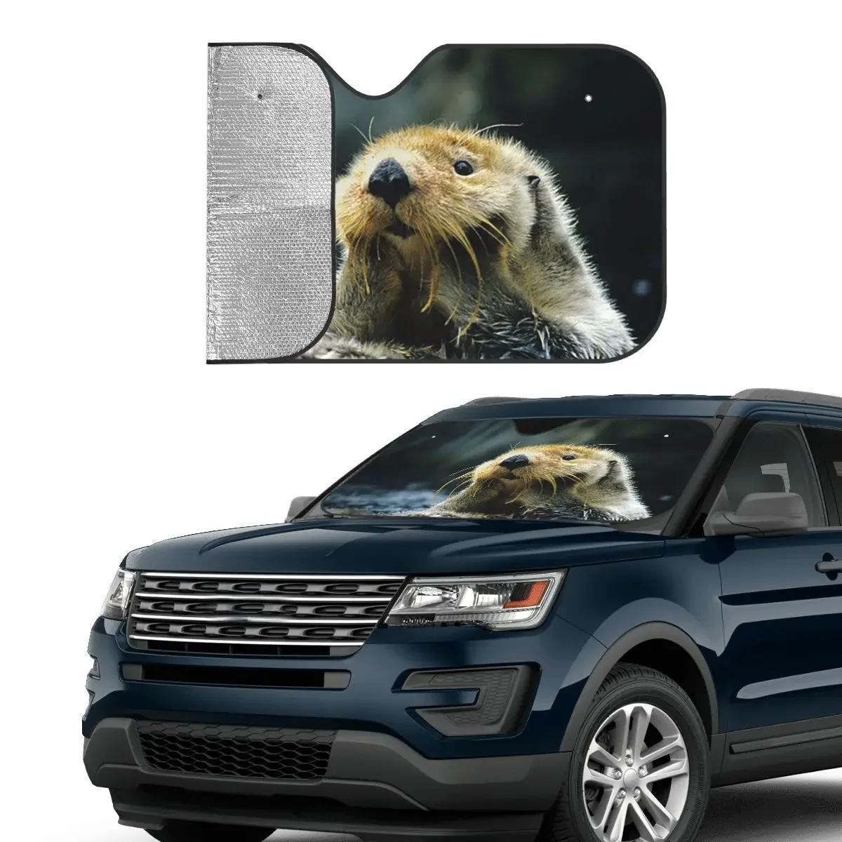 Sea Otters Windshield Sunshade Animal Collage Fashion Car Front Windshield 76x140cm Car Sunshade Car-styling