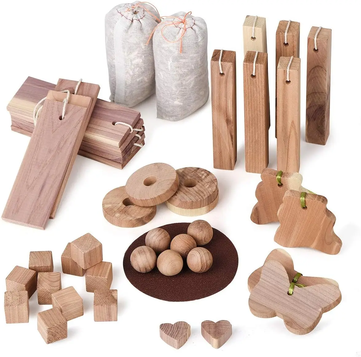 

Aromatic Cedar Blocks Organic Cedar BallsWood Hangers for Cupboards and Drawers Set of 42 with Sandpaper