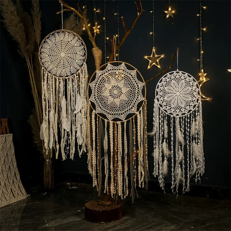 40cm Large Bohemian Macrame Dream Catcher Bedroom Decor Handmade Dreamcatcher Hanging Tapestry For Wedding Wind Chime Ornament