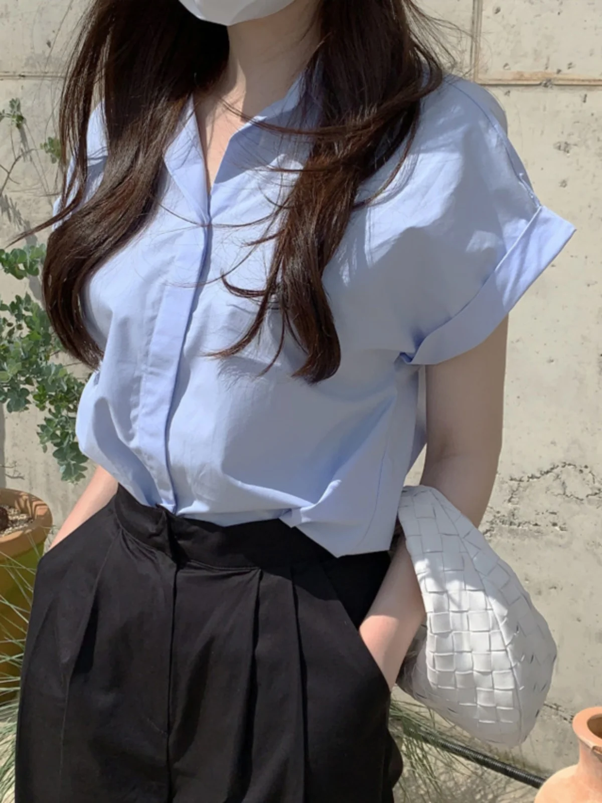 

Chic Casual Blue Women's irt Design Sensation White Top Ele Faionable Ladies' Premium Clothing