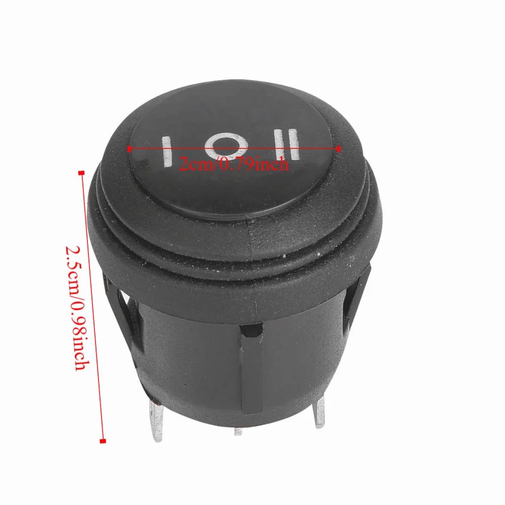 5PCS Durable Black Color Rocker Switch 3 Position 10A 125V SPDT Switch Waterproof 3 Pin SPST Switch Marine