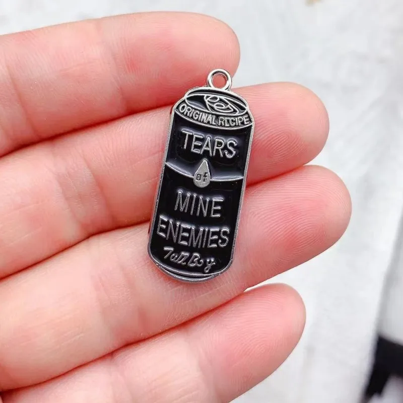 10pcs Enamel Tears Of Mine Enemies Beverage Cans Charm For Earring Bracelet Phone Chains Pendant Accessory Diy Gothic Jewelry