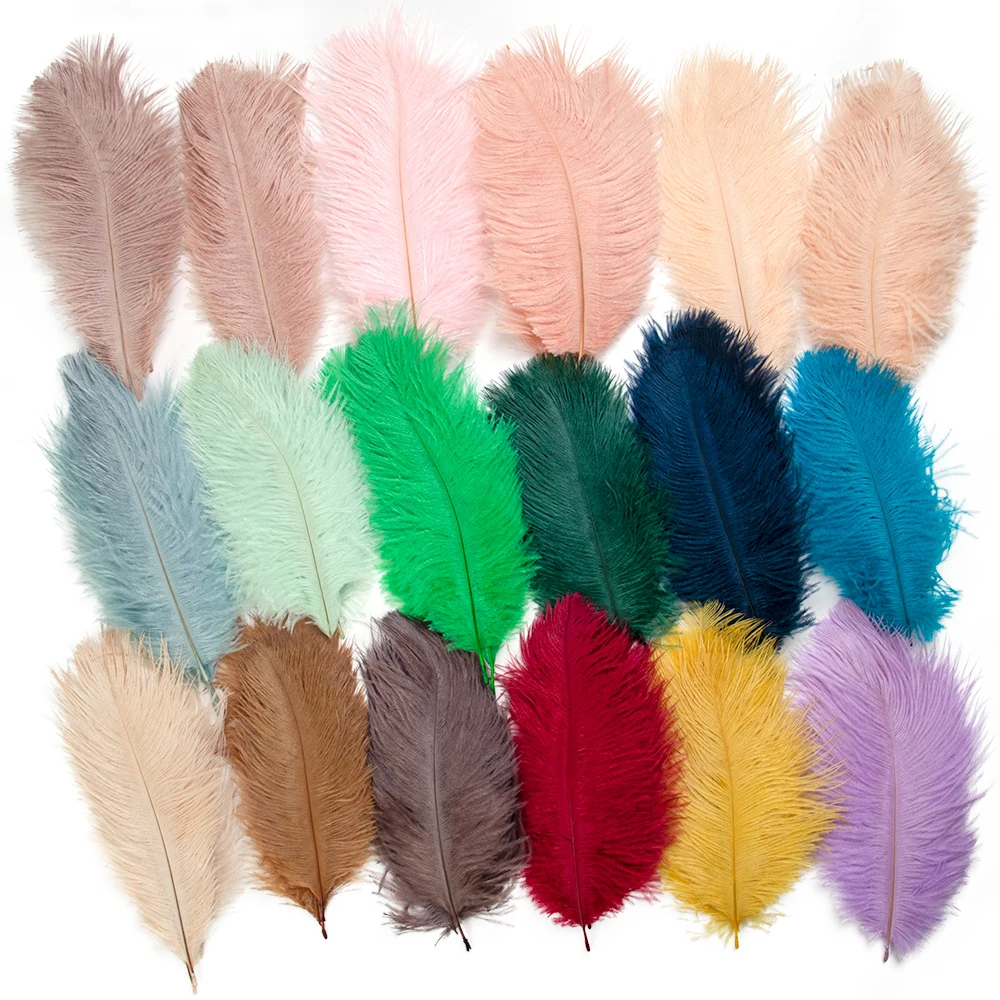 10Pcs/Lot New Colored Ostrich Feather for Crafts Wedding Decoration DIY Holiday Carnival Wedding Plumas Bulk Accessories 15-40CM