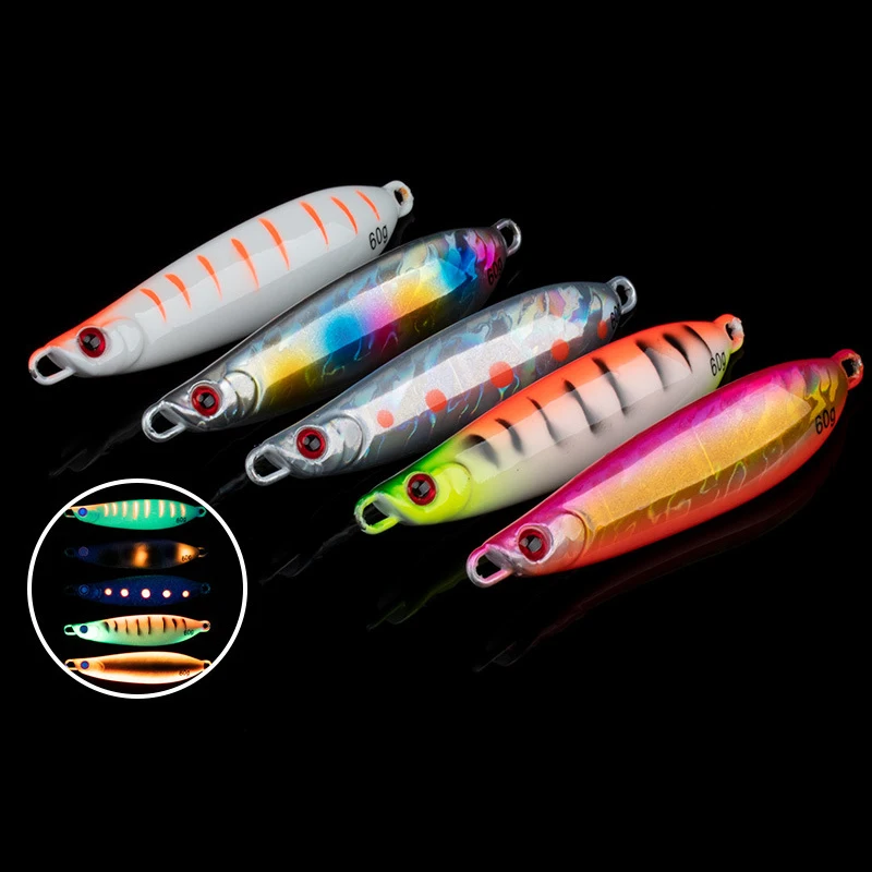 

1pc 20g30g40g60g80g S Shape Glow Metal Jig Lure Sea Fishing Bait Fishing Lure Saltwater Bass Tackle