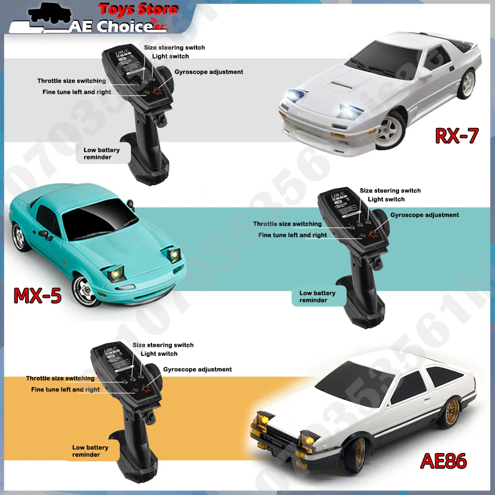 LD1804 MX-5 AE86 RX-7 FC Model LD1801 LD1802 RC Car 1/18 2.4GRemote Control 4WD 15Km/H ESP Gyroscope LED Light RC Drift Car