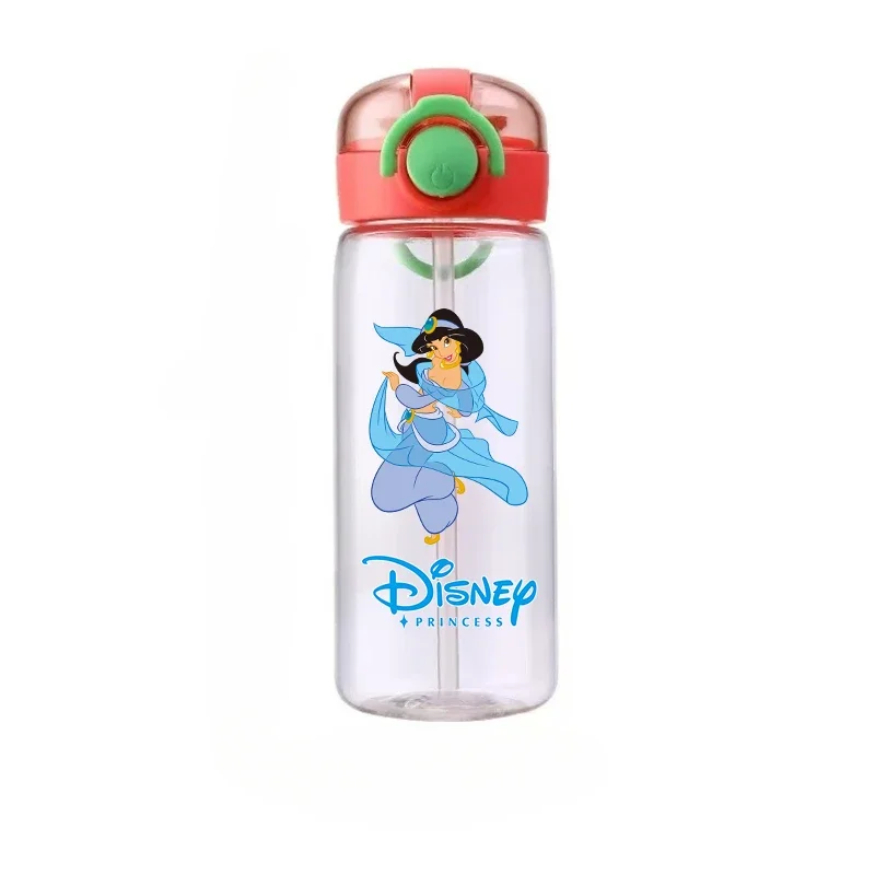 400ML Disney Princess Donald Duck Straw Plastic Water Bottle Large Capacity Portable Transparent Childrens Drinking Water Cup