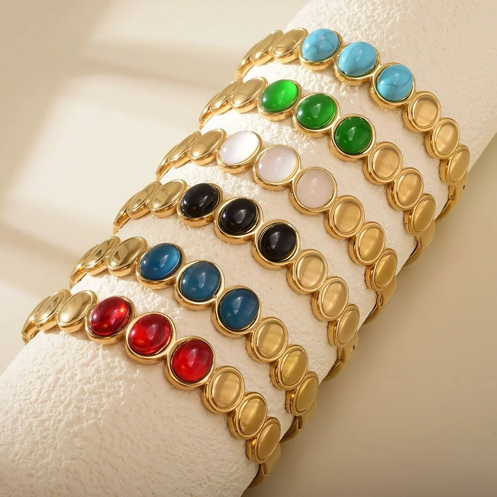 Alloy Cat's Eye Stone Bracelet Colored Dropper Oil Stackable Colored Dropper Oil Bangle Retro Vintage Women's Hand Bracelet