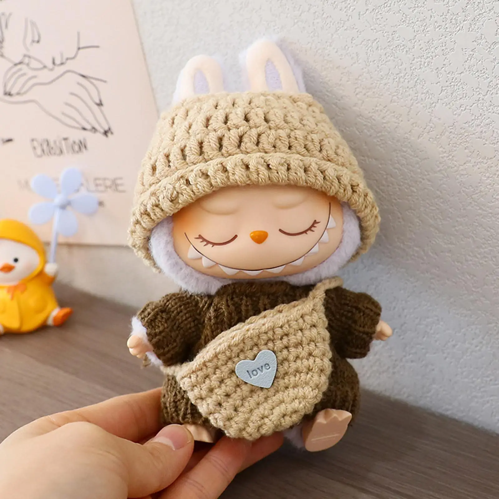 ぬいぐるみの服 帽子付き セーター バックパック ドレス おもちゃ かぎ針編みの人形の衣装セット ギフト 誕生日 DIY クラフト 子供の日