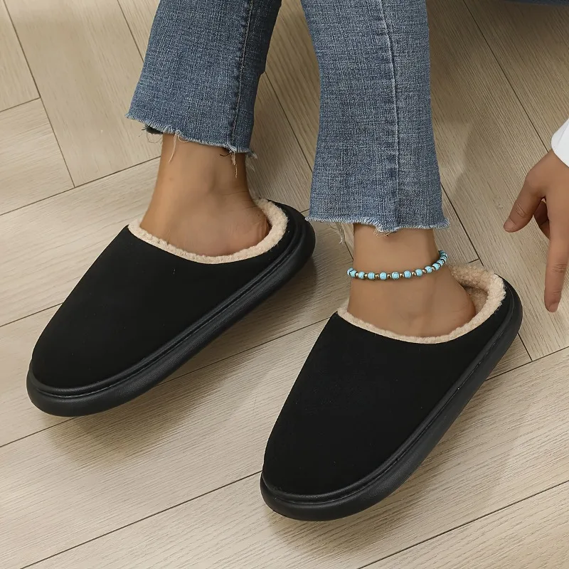 الشتاء أزياء المرأة رقيق سميكة سوليد عارضة أحذية سميكة سوليد داخلي المضادة للانزلاق ودافئة مع بطانة الفراء الأحذية