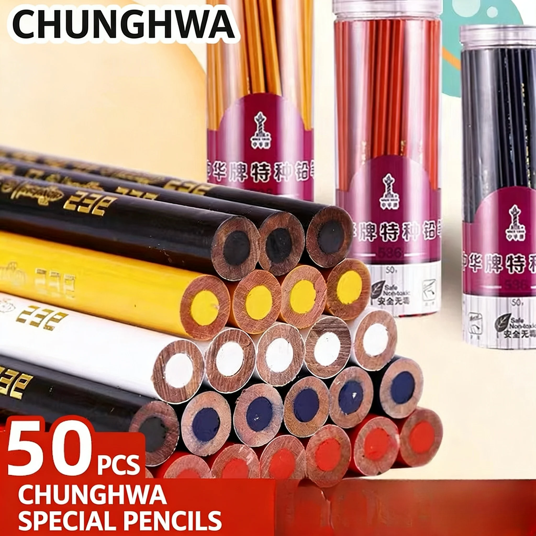 Zhonghua 536 Spezialstift für Glas, Leder, Kunststoff, Metall, Keramik Markierungs- und Positionierstift in 3 Farben – Detail 5
