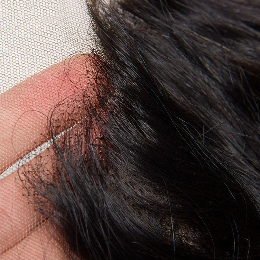 Cierre Frontal de encaje transparente de oreja a oreja, encaje Frontal 13x6, cabello humano liso de seda, piezas de cabello con cierre Frontal